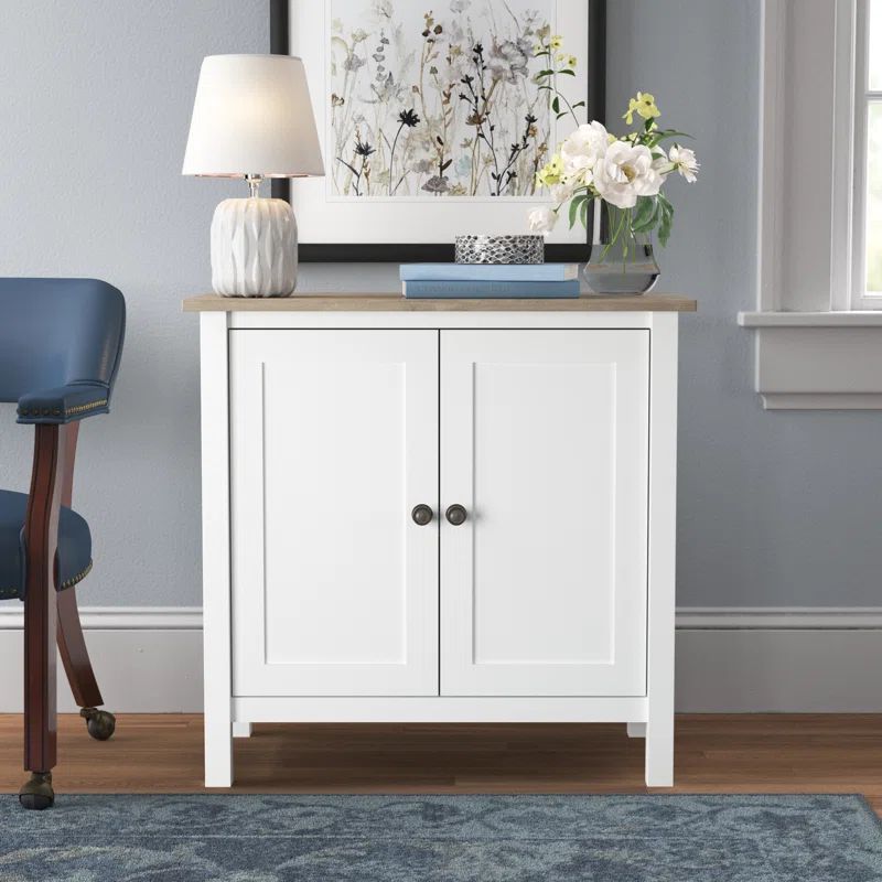 Shiplap Gray and Pure White Farmhouse Storage Cabinet