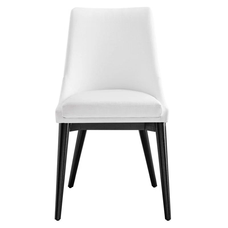 Elevate White High-Back Upholstered Side Chair with Black Wood Legs