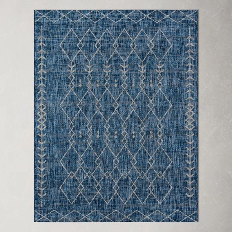 Contemporary Monaco 5'3" x 7'6" Blue Geometric Synthetic Rug