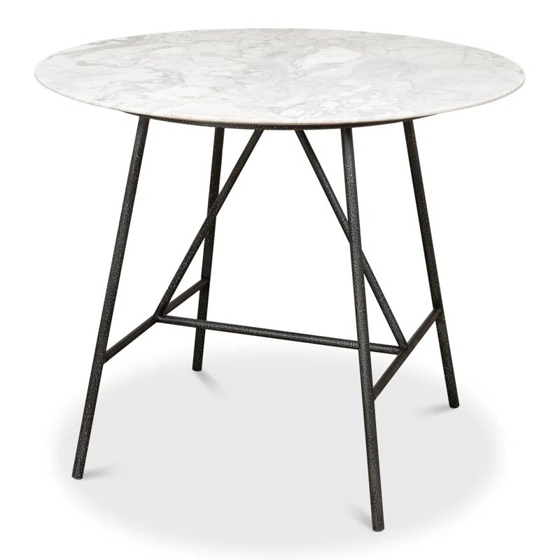 Portofino Black Marble 36" Transitional Round Dining Table