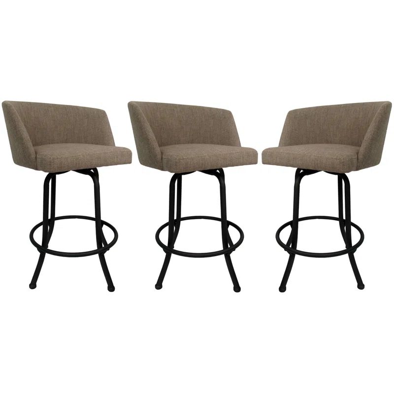 Joey Swivel Spectator Height 34'' Black & Beige Bar Stool