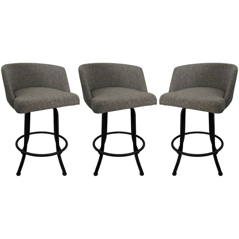 Joey Mojave Grey Swivel Counter Stool with Powder-Coated Metal Frame