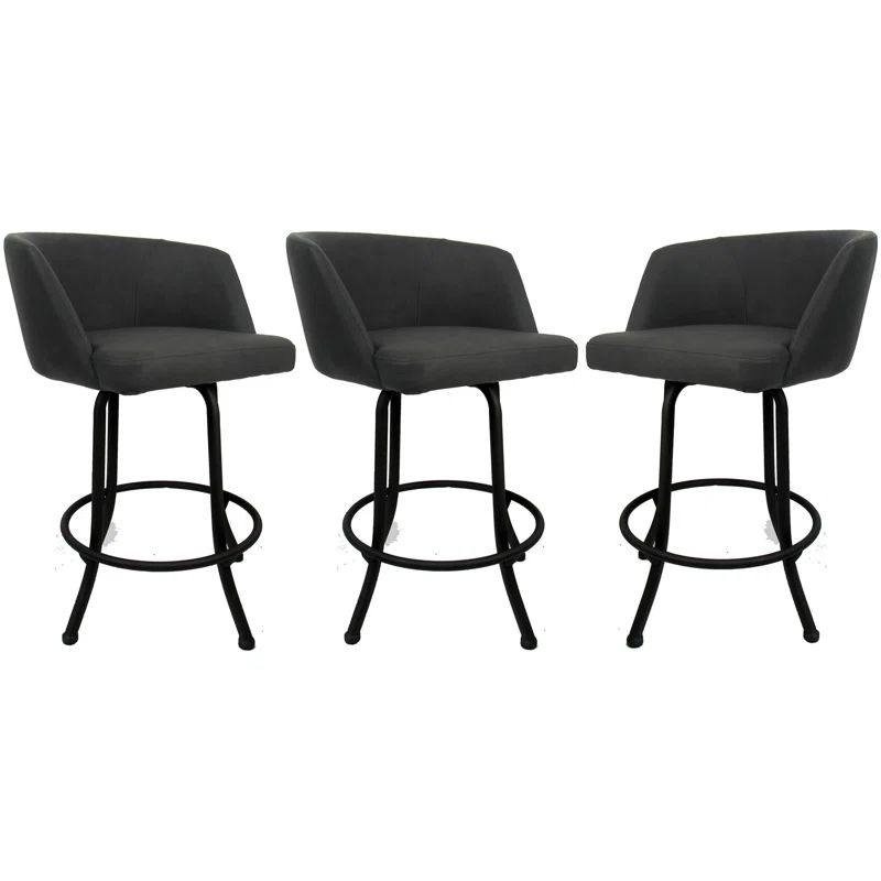 Joey 34'' Extra Tall Swivel Bar Stool in Black with Custom Upholstery