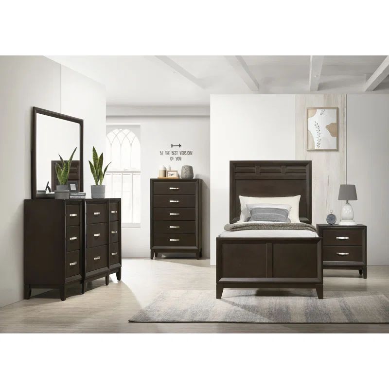 Warren Dark Brown Twin Panel 3-Piece Bedroom Set