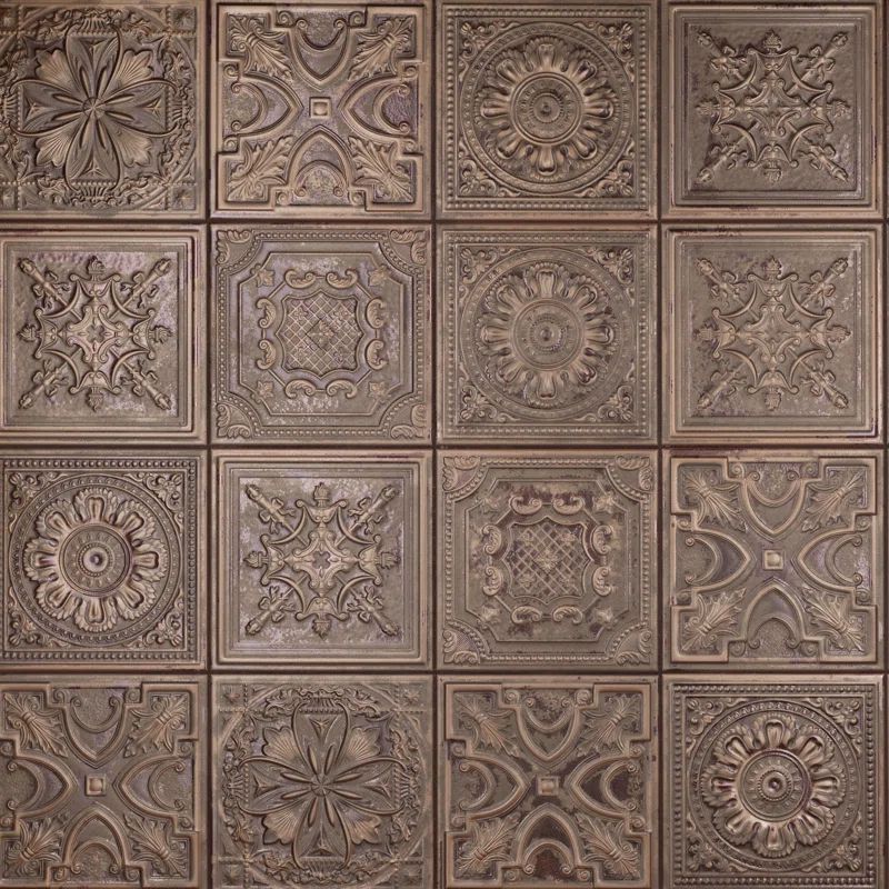Fitz Copper 8" x 8" Embossed Ceramic Wall Tile