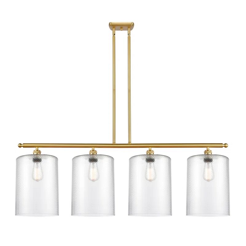 Ballston 4-Light 48" Clear Glass Island Pendant in Satin Gold