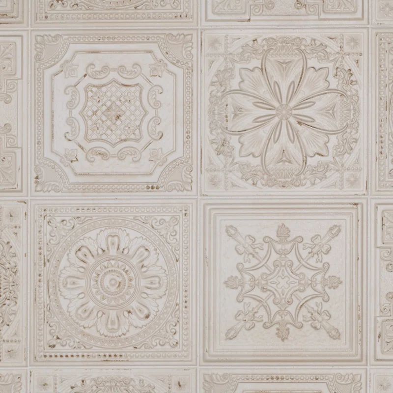 Fitz 8" x 8" White and Brown Ceramic Wall Tile