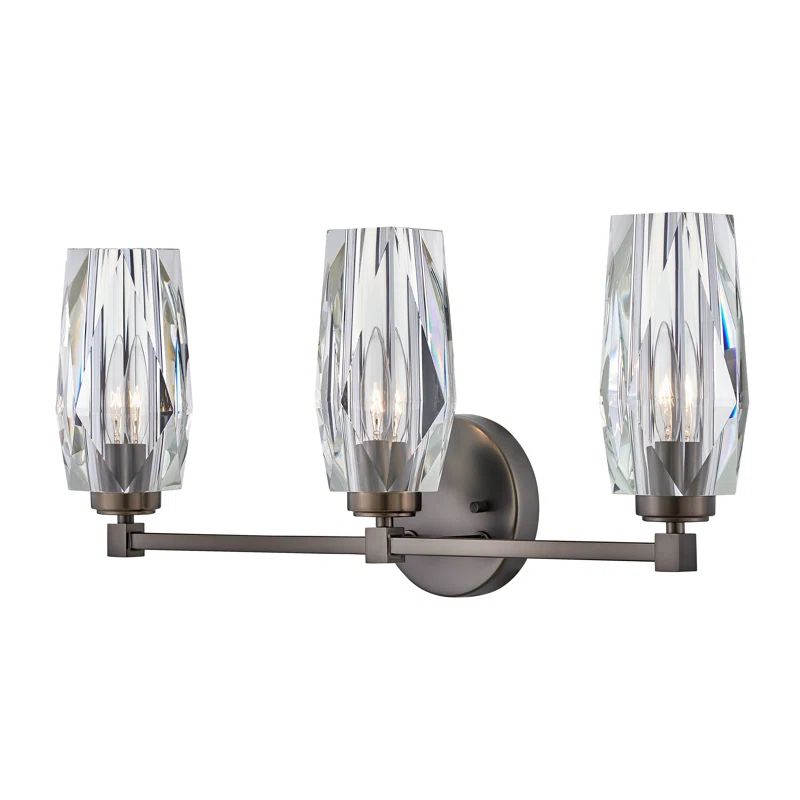 Ana Black Oxide 3-Light Vanity with Faceted Crystal Shades