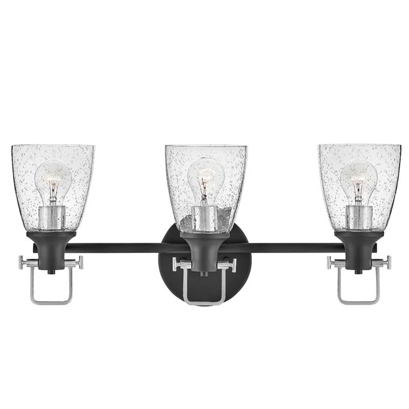 Easton Black and Chrome 3-Light Dimmable Vanity Light