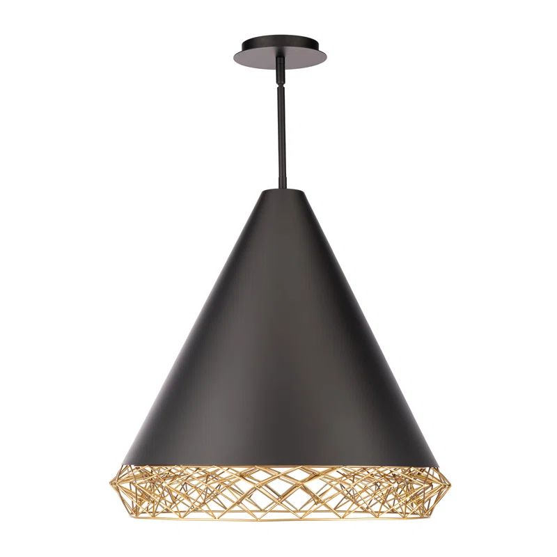 Modern Lacey Black Gold LED Geometric Pendant Light