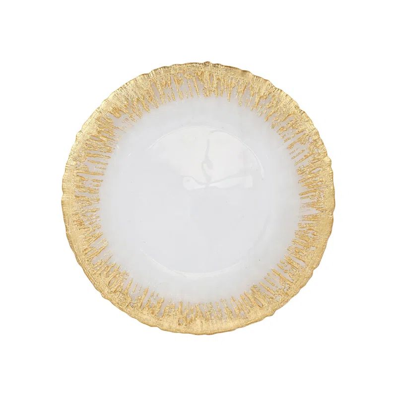 Handcrafted Gold and White Glass Dinner Plate