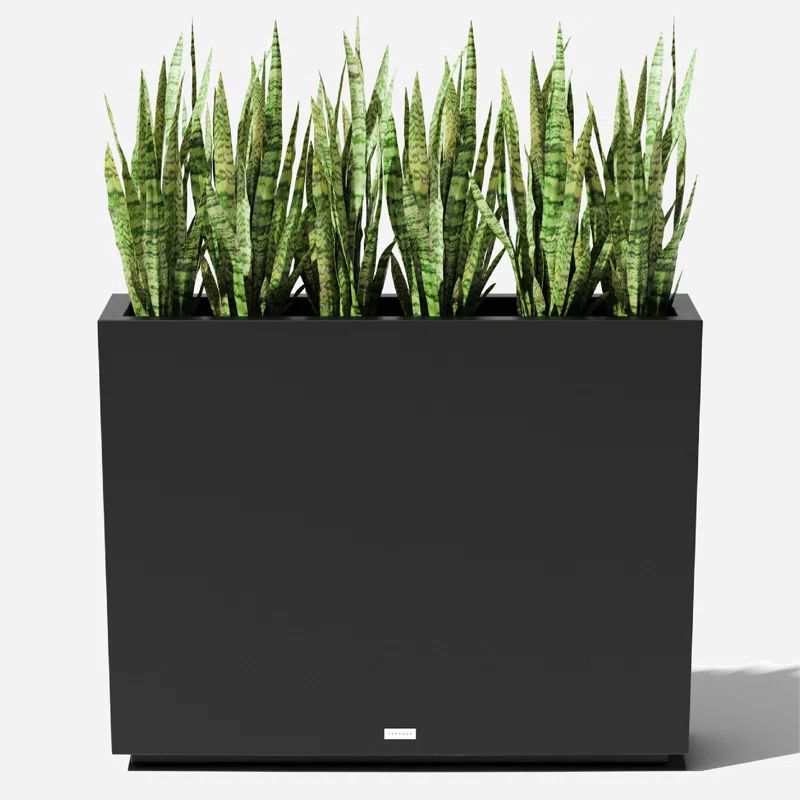 Veradek Block 30" Rectangular Weather-Resistant Black Plastic Planter