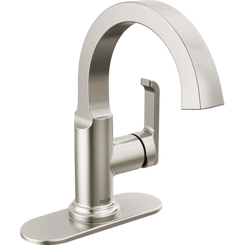 Stainless Steel Single Handle Bathroom Faucet with Drain Assembly