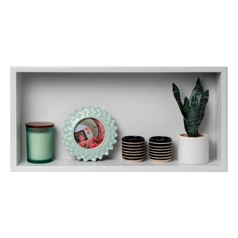 Matte White Stainless Steel 24" Horizontal Shower Shelf Niche