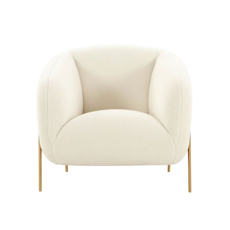 Cream Shearling Velvet Accent Chair with Manufactured Wood Frame