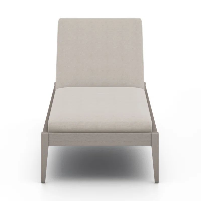Weathered Gray Teak Outdoor Chaise Lounge with Cushions