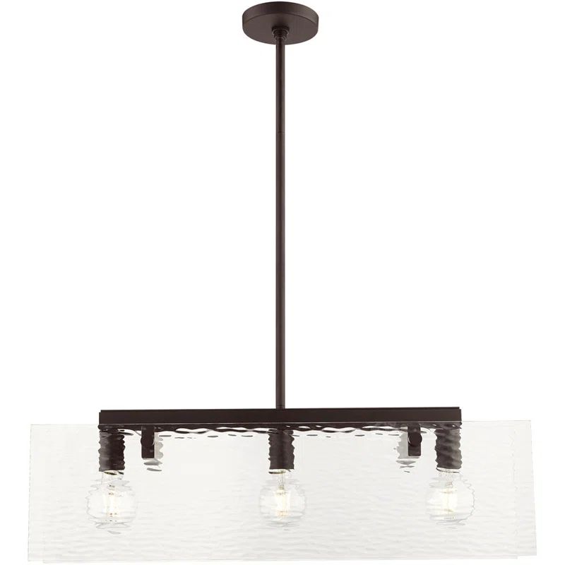 Bronze 3-Light Kitchen Island Chandelier with Glass Shade