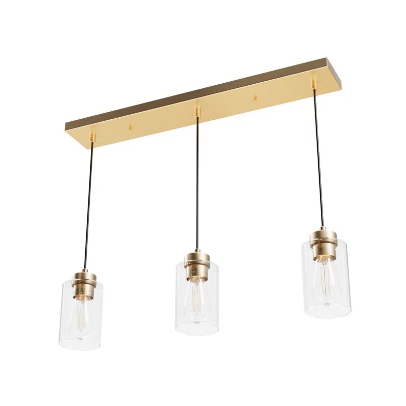Hartland Alturas Gold 3-Light Cluster Linear Pendant with Clear-Seeded Glass