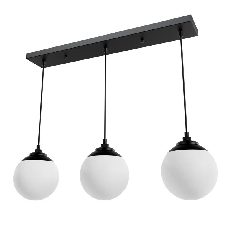 Matte Black 31.25" Glass Linear Pendant Light