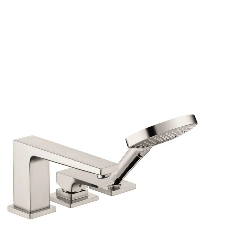 EcoLux Modern Brushed Nickel Deck Mounted Tub Faucet with Handshower