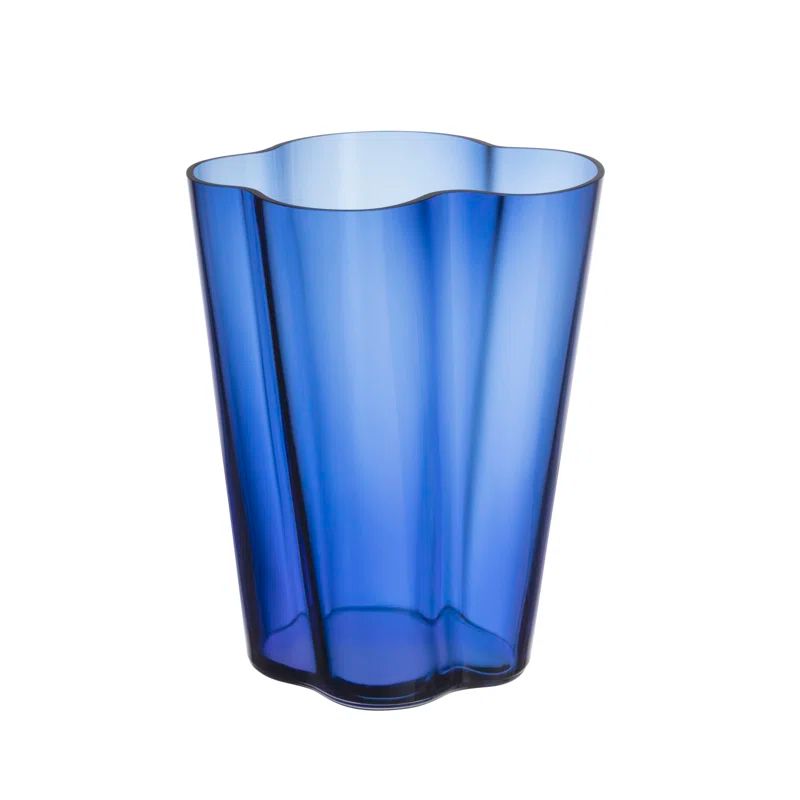 Aalto Modern Glass Bouquet Vase 8.3" Ultramarine Blue