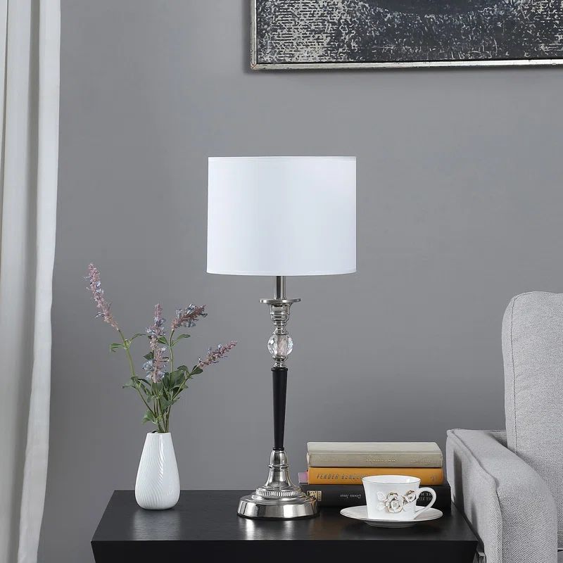 Albi 22.75" Black and Silver Metal Crystal Table Lamp