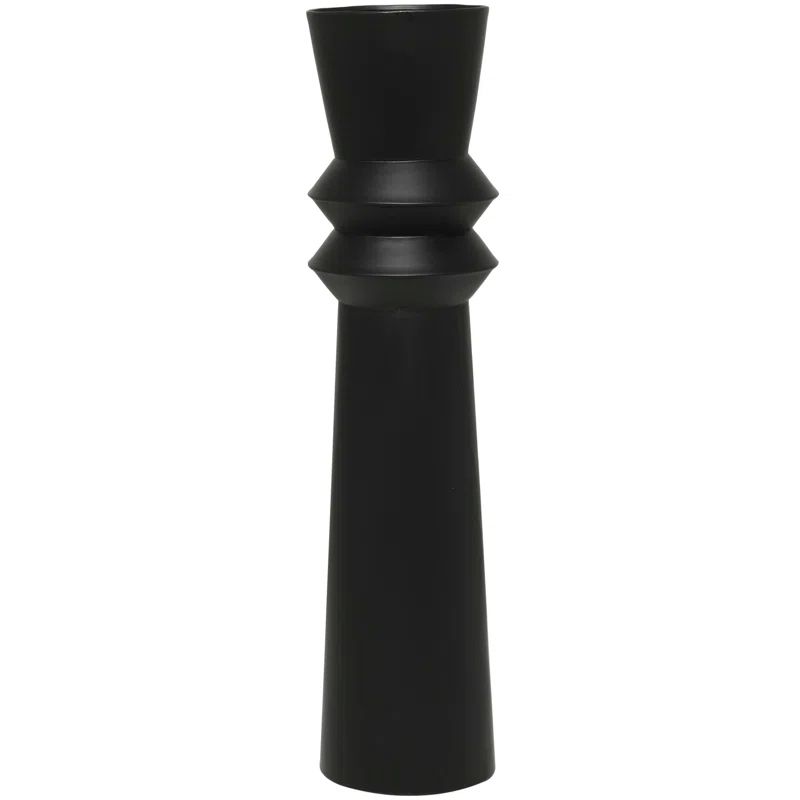 Tall Black Metal Trumpet Floor Vase