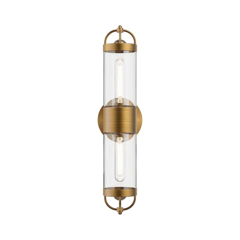 Aged Gold Glass Cylinder Wall Sconce Light