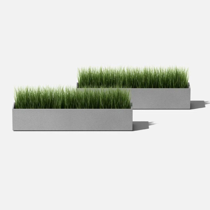 Geo Series 16" Gray Plastic-Stone Composite Planter Box Set
