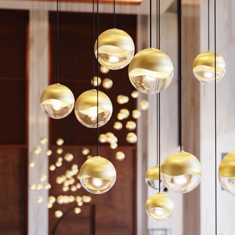 Luminous LED Brass Grapes Kitchen Island Pendant - Satin Nickel