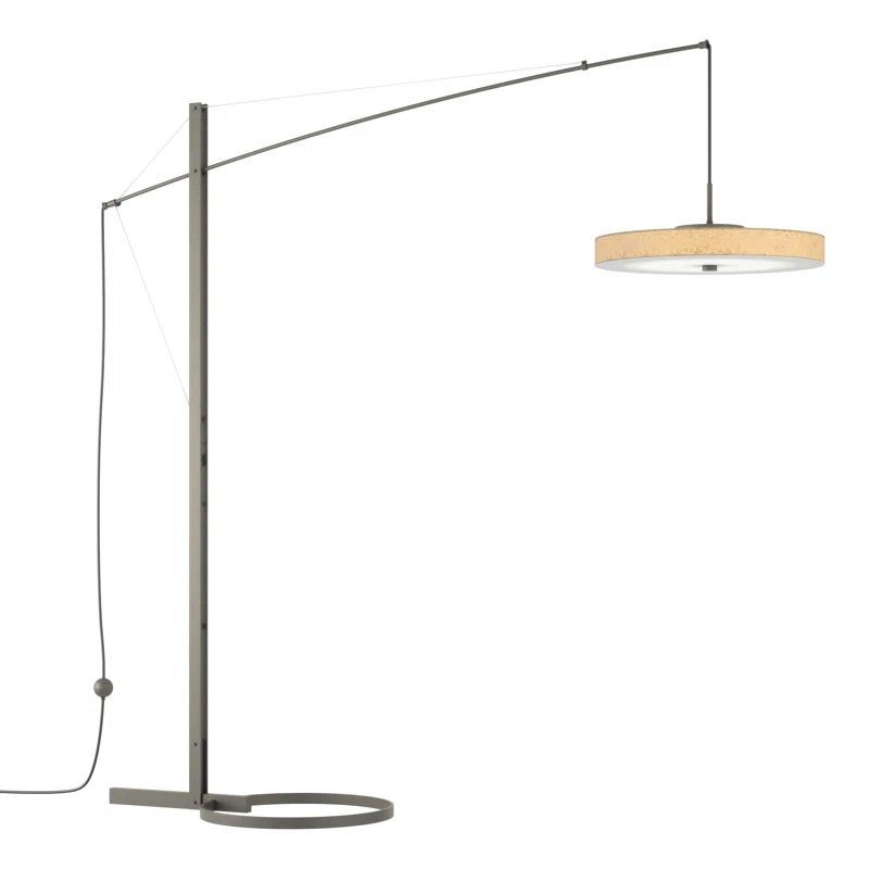 Elegant Disq 84'' Natural Iron & Cork LED Task Floor Lamp