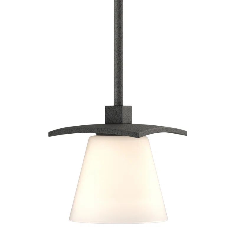 Wren Black Iron Mini-Pendant with Opal Glass Shade - Energy Star