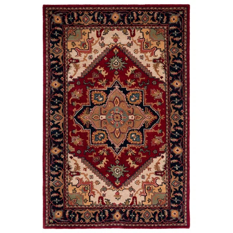 Heritage Red Traditional Hand-Tufted Wool Area Rug - 6' x 9'