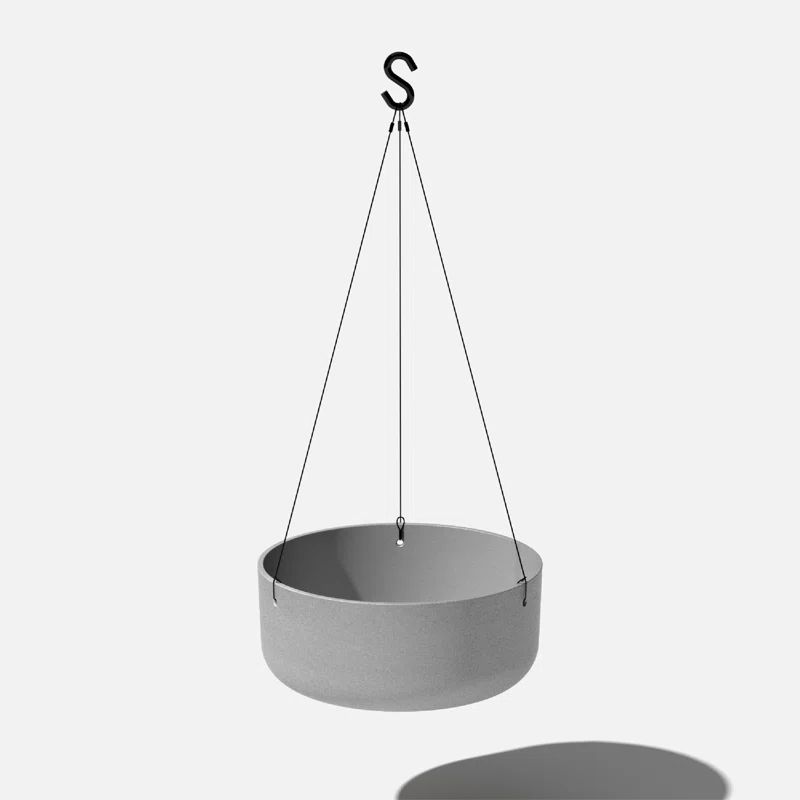 Gray 14" Hanging Plastic-Stone Outdoor Planter