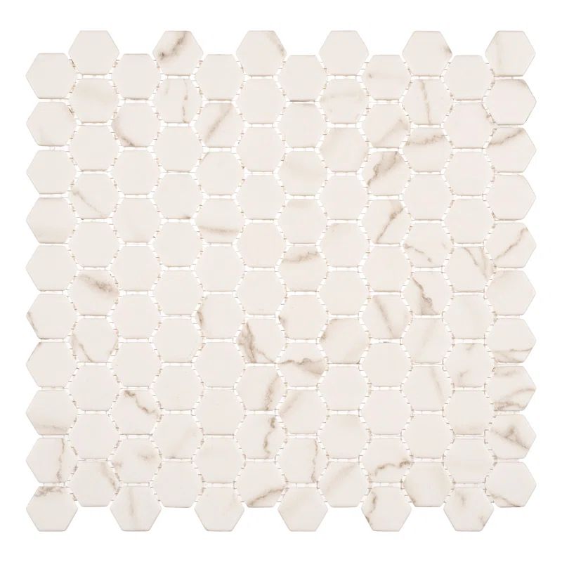 Trillion Beige Hexagon Glass Mosaic Tile for Kitchen and Bathroom