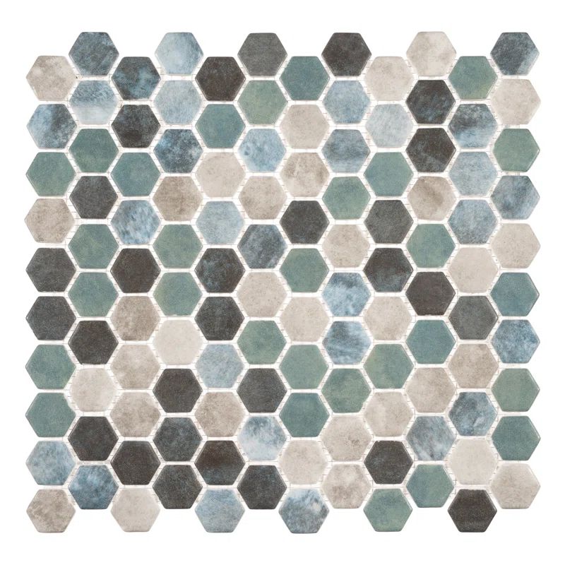 Trillion Matte Blue Glass Hexagon Mosaic Tile