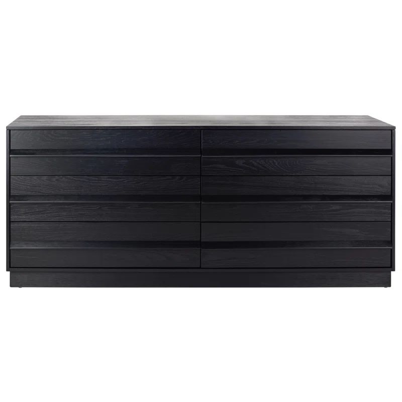 Deirdra Sleek Black Oak Veneer 6-Drawer Dresser with Seamless Handles