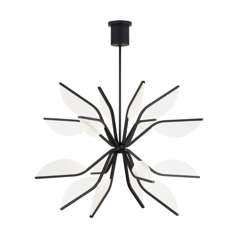 Matte Black Globe LED Chandelier with Integrated Light