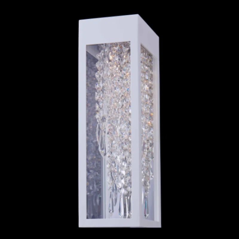 Matte White Stainless Steel Crystal LED Wall Sconce