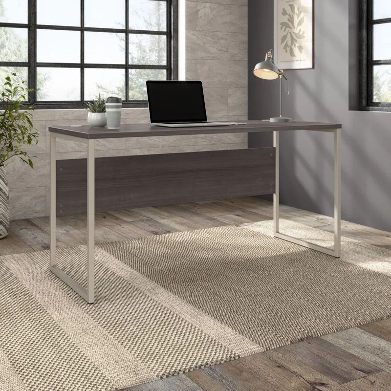 Storm Gray Contemporary Corner Home Office Desk with Drawer