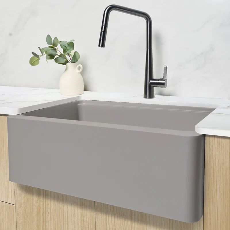 Gray 30-Inch Composite Granite Farmhouse Kitchen Sink