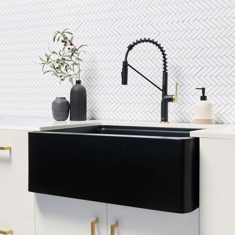 Black Granite 30-Inch Farmhouse Single Bowl Kitchen Sink