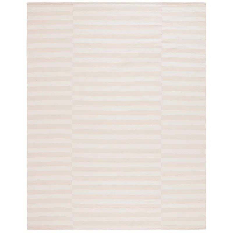 Alabaster Stripe Flat Woven Cotton 8' x 10' Area Rug