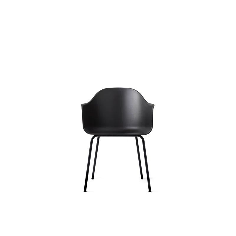 Dakar Black Genuine Leather & Metal High Back Arm Chair