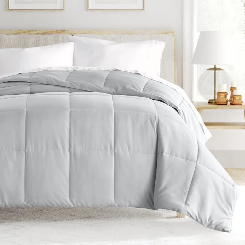 Twin Light Gray Down Alternative Microfiber Comforter Set