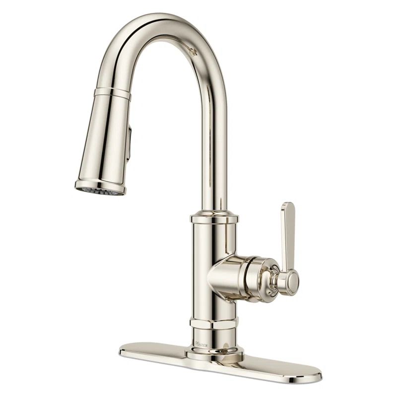 Polished Nickel Single Handle Pull Down Kitchen Faucet with Spray