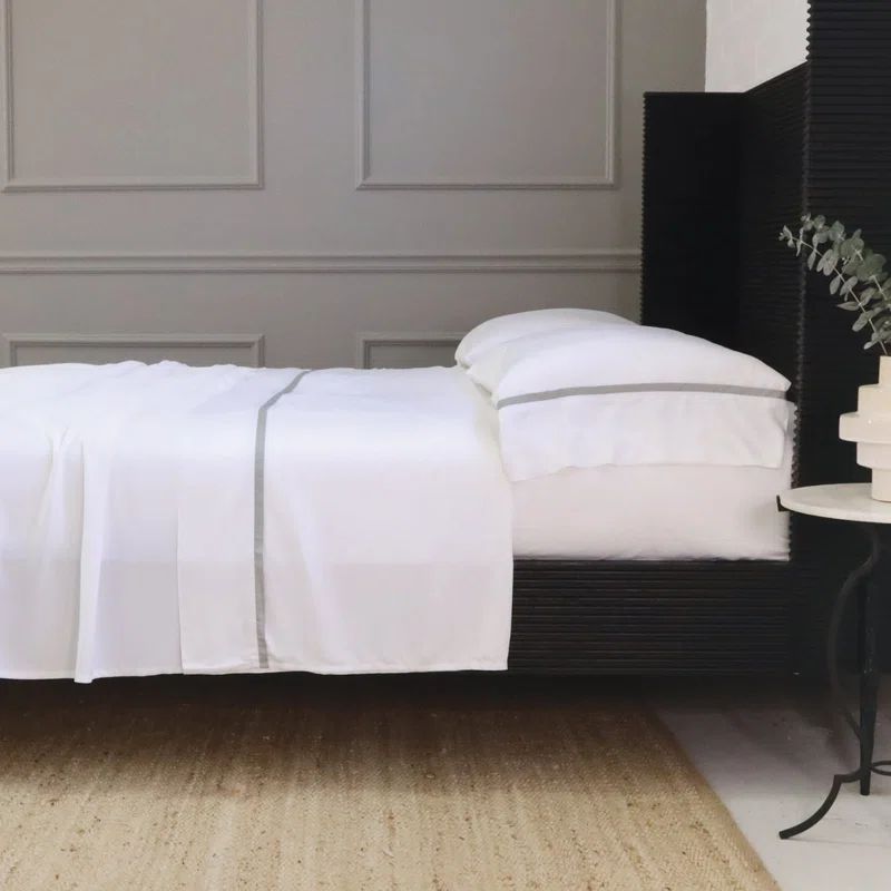 California King White and Ocean Cotton Bamboo Sheet Set
