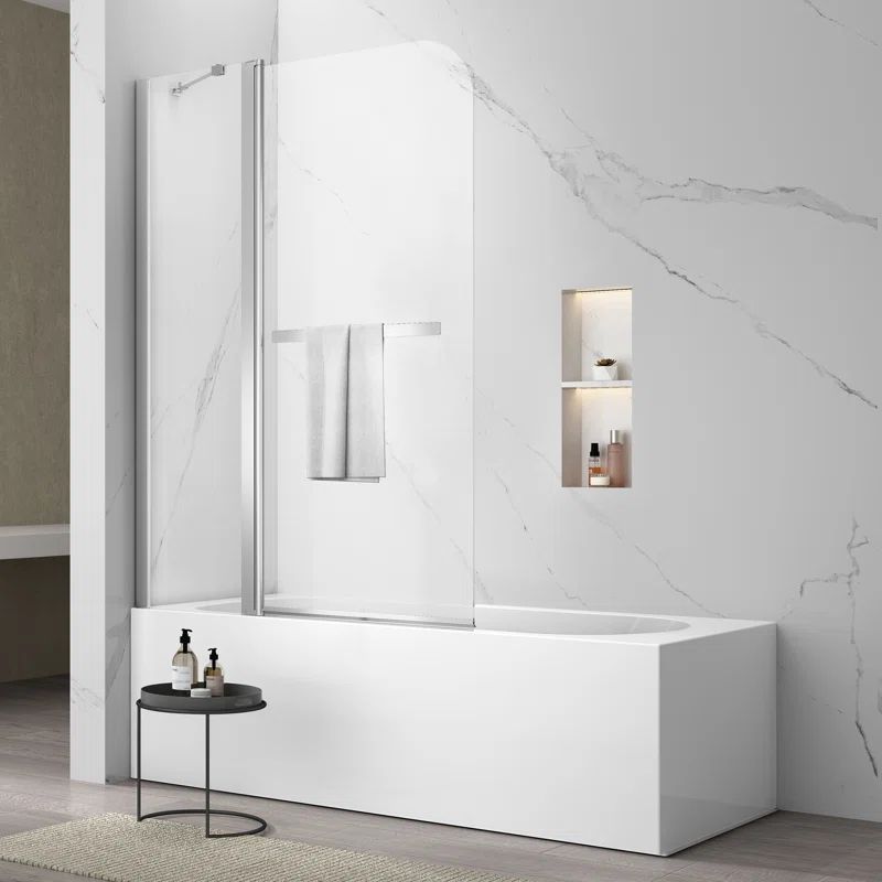 43" x 58" Frameless Chrome Glass Bathtub Shower Door