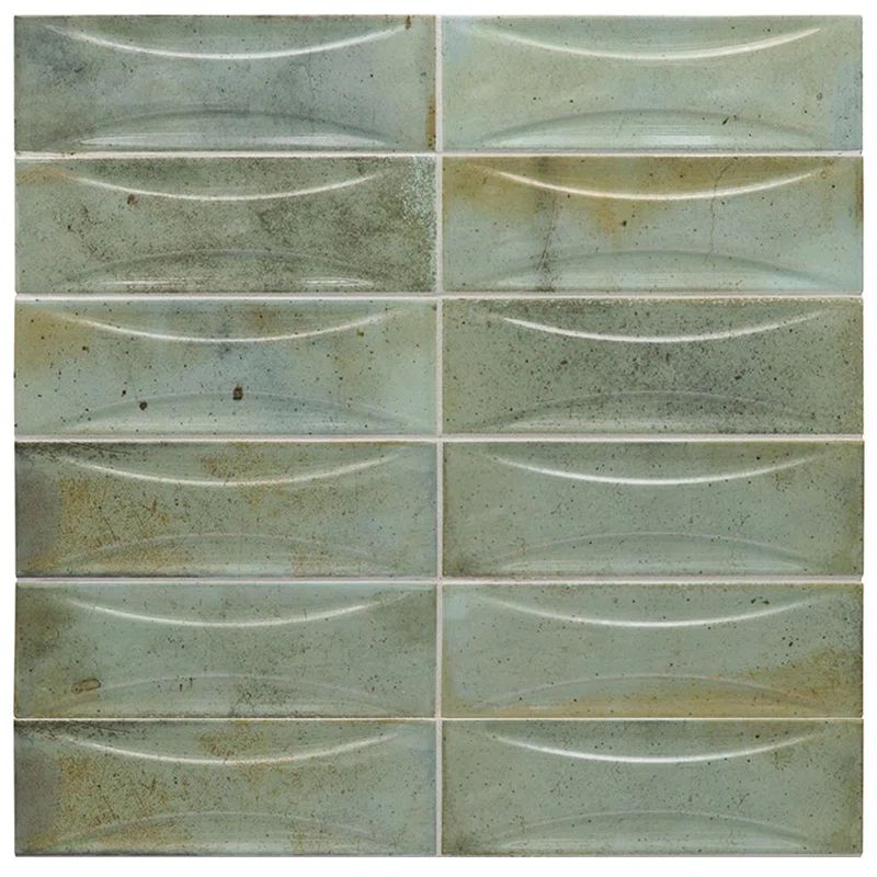 Sage Green Beveled Ceramic Subway Wall Tile