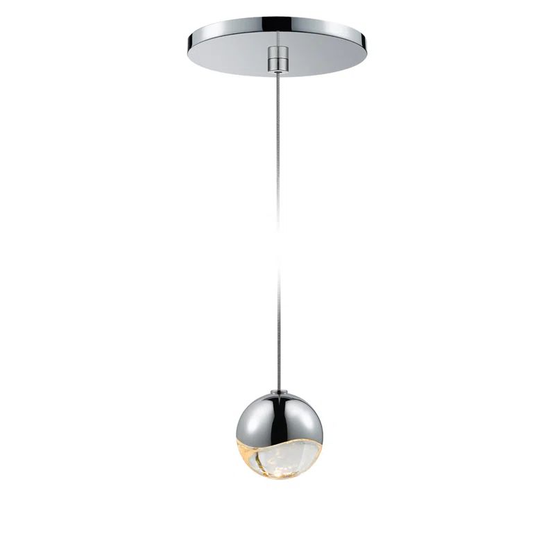 2.5" Satin Nickel and Glass Globe LED Pendant Light